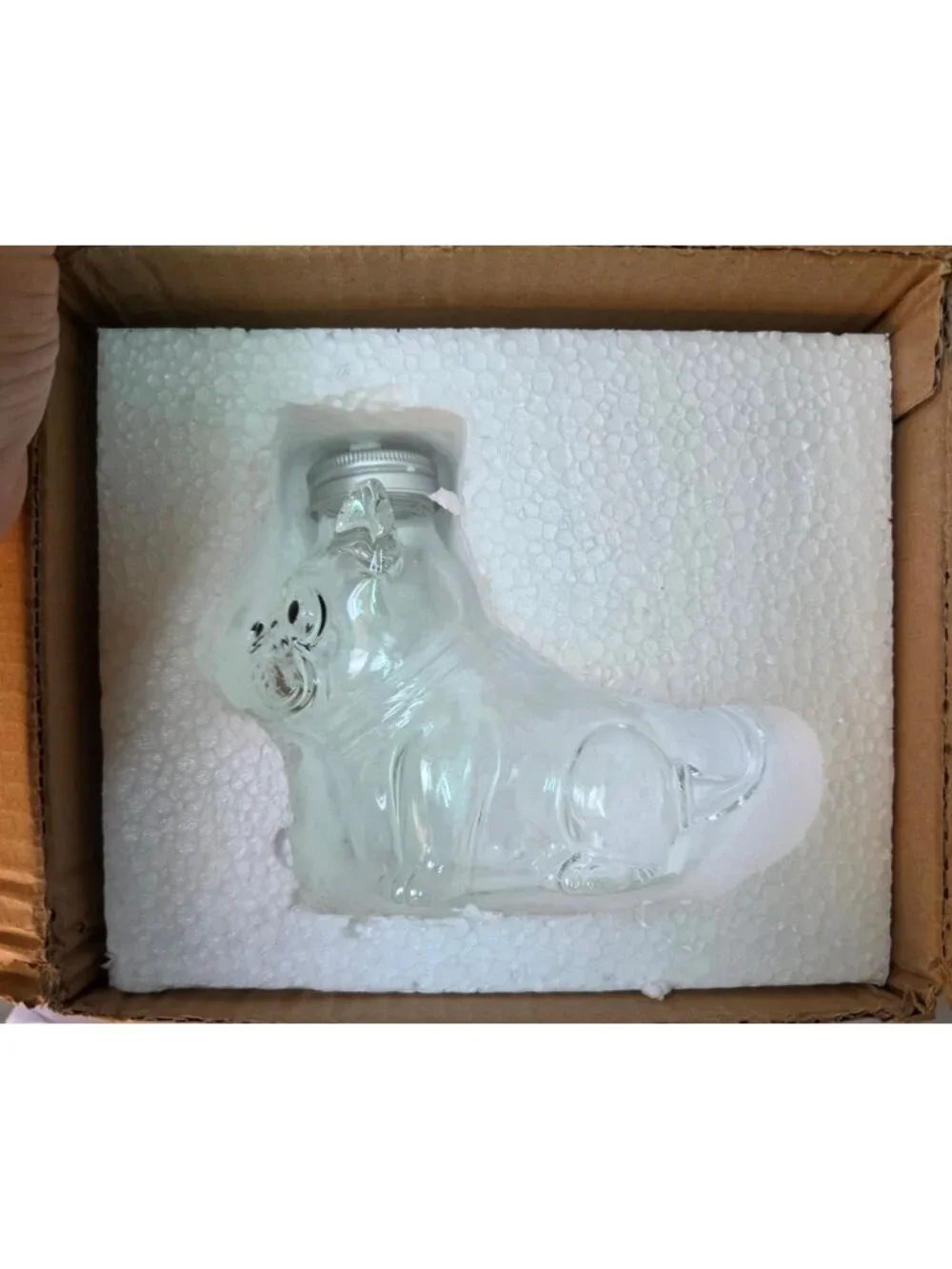 Bulldog Shaped Clear Glass Jar Airtight Lid Storage Dog Treats or Small Items